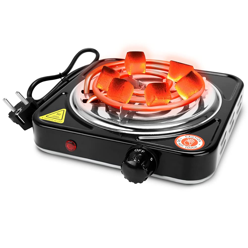 RANJIMA Electric Shisha Charcoal Lighter Charcoal Burner, Premium Shisha Charcoal Lighter Electric for Shisha Coal, 1000 W Heating Plate Burner with Charcoal Grille for Shisha Coal, Coconut Charcoal