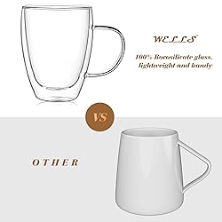 12 Oz Double Walled Glass Coffee Mugs with