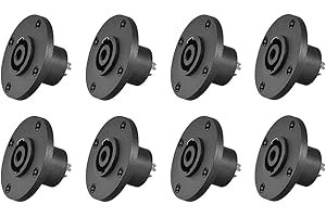 Yuyaokk 8 Pack SpeakOn Panel Mount Socket Round, 4 Pole Audio Speaker Jack Twist Lock Compatible with Speakon NL4MP, NL4MPR, NL4FC, NL4FX, NLT4X, NL4 Series, NL2FC, NL2