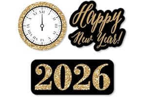 Big Dot of Happiness New Year's Eve - Gold - DIY Shaped 2026 New Years Eve Party Cut-Outs - 24 Count