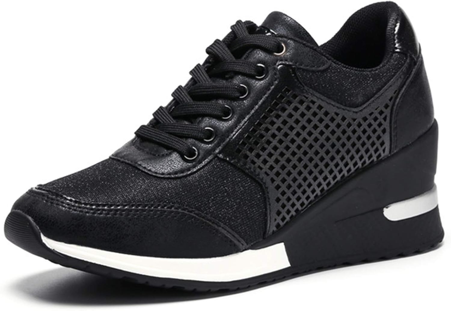 Women Wedge Trainers Breathable Casual Platform Lace up Sport Shoes