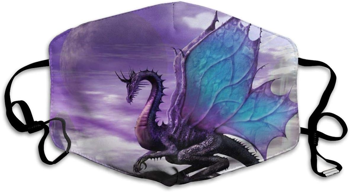 Xingcnn Mouth Mask Purple Dragon Printed Mask Washable and Reusable Anti Pollution Dust Half Face Mouth Mask Comfy Breathable Safety Respirator with Adjustable Ear Loops for Man/Women