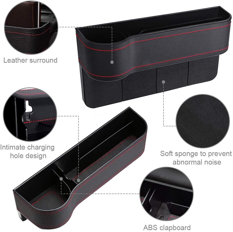Car Seat Gap Filler Organizer - 2 Pack Multifunctional Car Front Seat Storage Box with Cup Holder and 2 Hooks, Car Accessories: Car Electronics