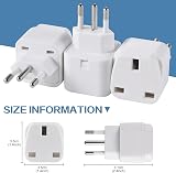 TENINYU 3 Pack UK to Brazil Plug Adapters 3 Pin Type N Grounded Travel Plug view 6