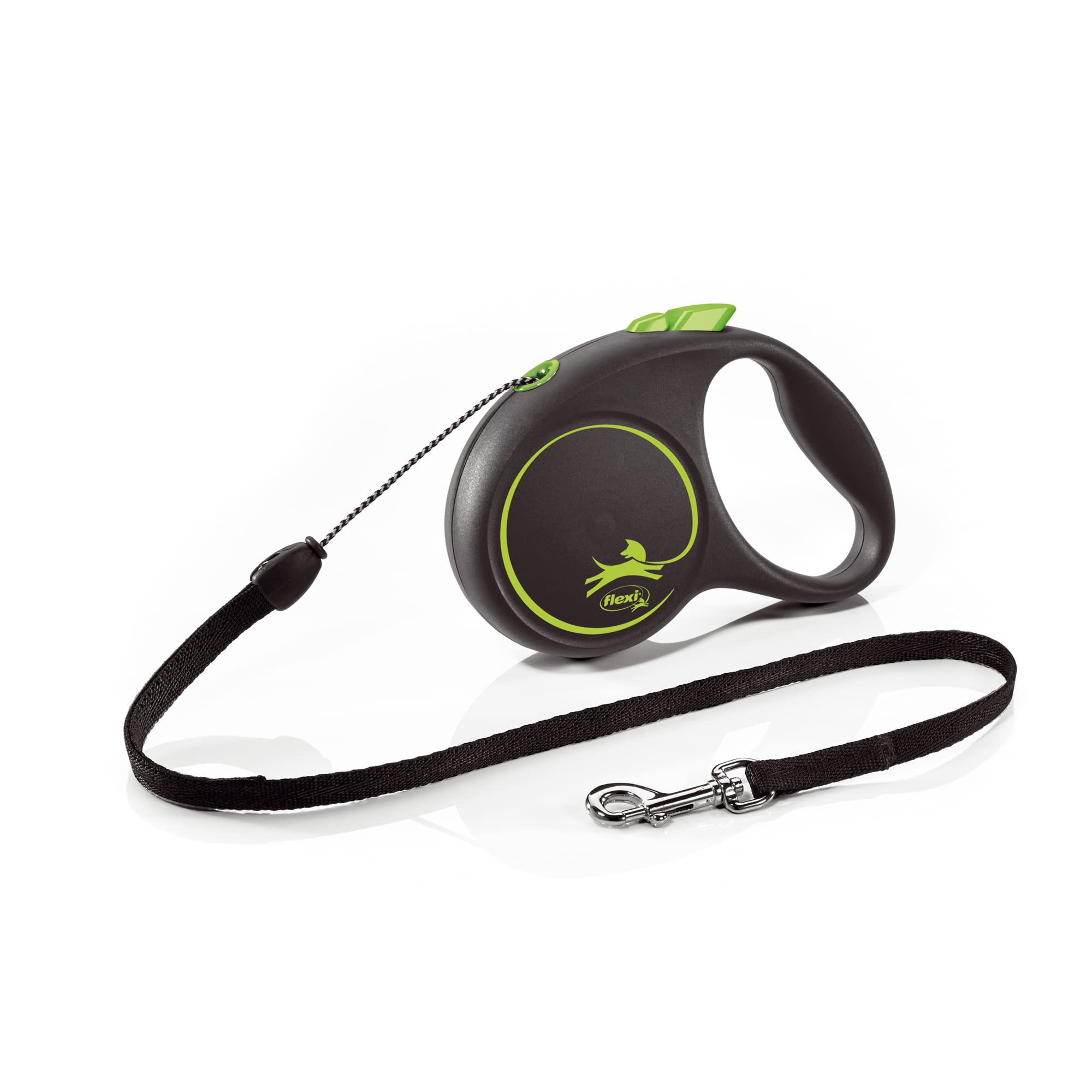 flexi Black Design S Cord 5 m black/green, retractable leash for dogs up to 12 kg
