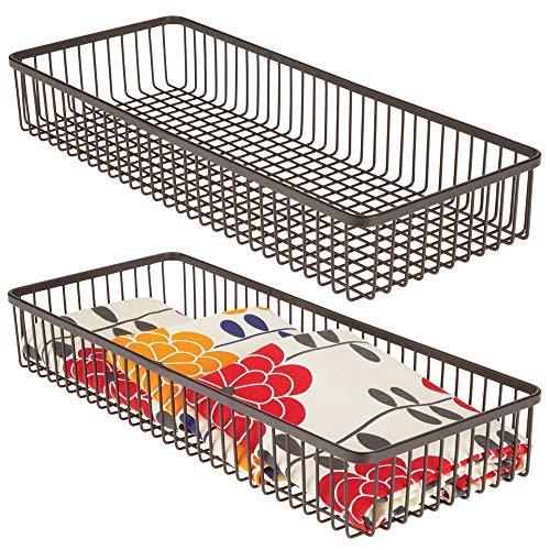 mDesign Metal Farmhouse Kitchen Cabinet Drawer Organizer Tray - Storage Basket for Cutlery, Serving Spoons, Cooking Utensils, Gadgets - 15