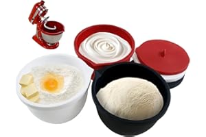 QHMENG Silicone Liners for KitchenAid 5 Qt Tilt-Head Stand Mixer, Odourless,Thicker, Cold/Heat-Resistant & Non-Stick, Easy Clean, Fits 5 Quart Mixing Bowl, Set of 3 with Lids