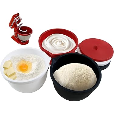 Silicone Liners for KitchenAid 5 Qt Tilt-Head Stand Mixer, Odourless,Thicker, Cold/Heat-Resistant & Non-Stick, Easy Clean, Fits 5 Quart Mixing Bowl, Set of 3 with Lids