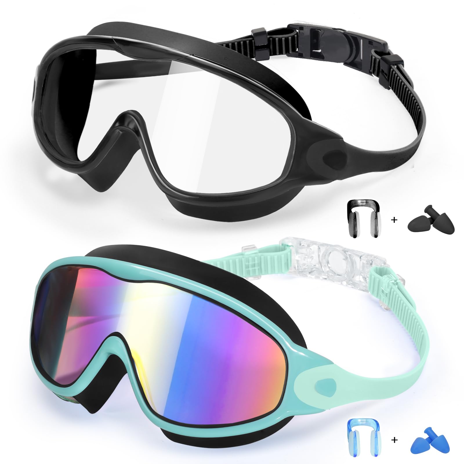Photo 1 of EverSport Goggles for Kids 6-14, 2 Pack Swimming Goggles, Clear Vision Anti-fog Pool Swim Goggles with Nose Cover Wide View Water Swim Mask for kids Toddler Girls Boys Teens age 4-7 8-14 8-12 3-5 3-6