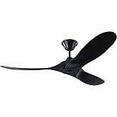 Monte Carlo 3MAVR52BKBK Maverick II Energy Star 52" Outdoor Ceiling Fan with Remote Control, 3 Balsa Wood Blades, Matte Black