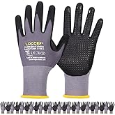LOCCEF Work Gloves MicroFoam Nitrile Coated-6 Pairs,Endurance Seamless Knit Nylon,Dots on palm,Tacky Dot Grip Gloves