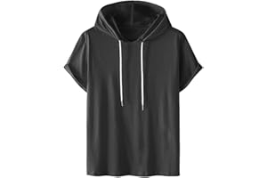 Lenkho Short Sleeve Hoodies for Men Fashion Workout Shirts Tops Casual Comfy Plus Size Pullover Hoodie Athletic Gym Clothes