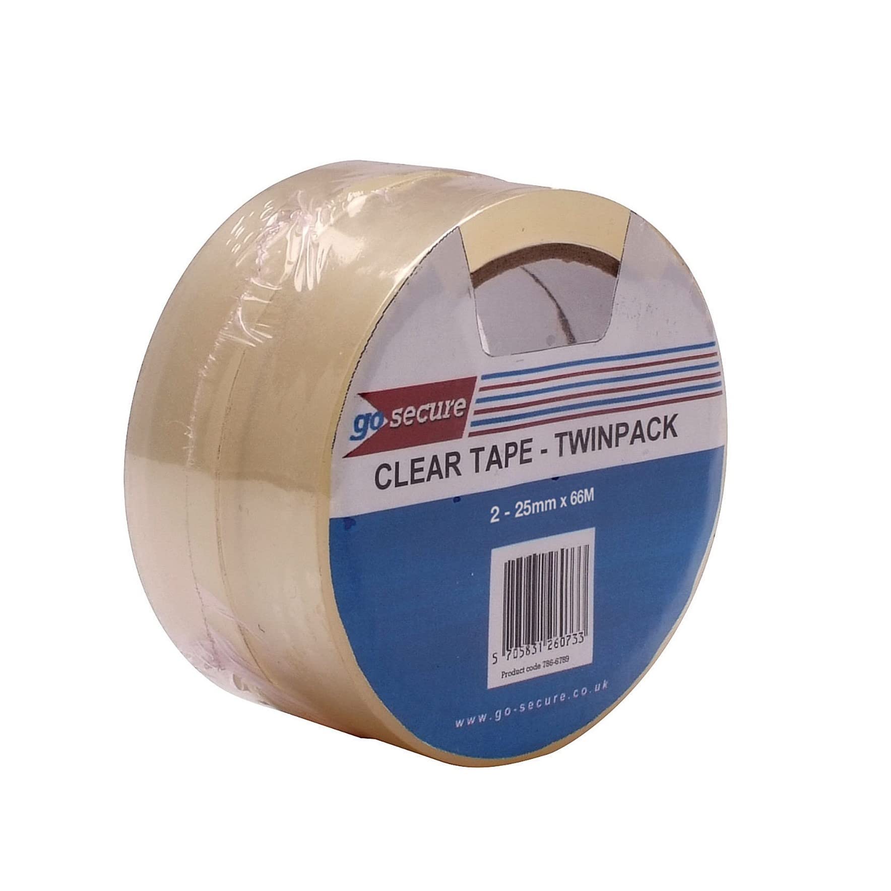 GoSecure Twin Pack Tape 25mmx66m Clear (Pack of 6)