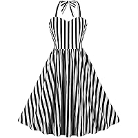 Amazon.com: Black and White Striped Dress for Women: 50s