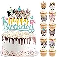 9pcs Purple Butterfly Cake Toppers, Butterfly Cupcake Toppers Happy Birthday Metal - View #12