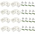 THMOOTHER 8-Pack 16MM Wide V Shape LED Strip Channel 90 Degree White Connector,Under Cabinet 45 Curved Cover profile Corner Kit,Inner Right Angle Turning link Solution With Mounting Kit (White)