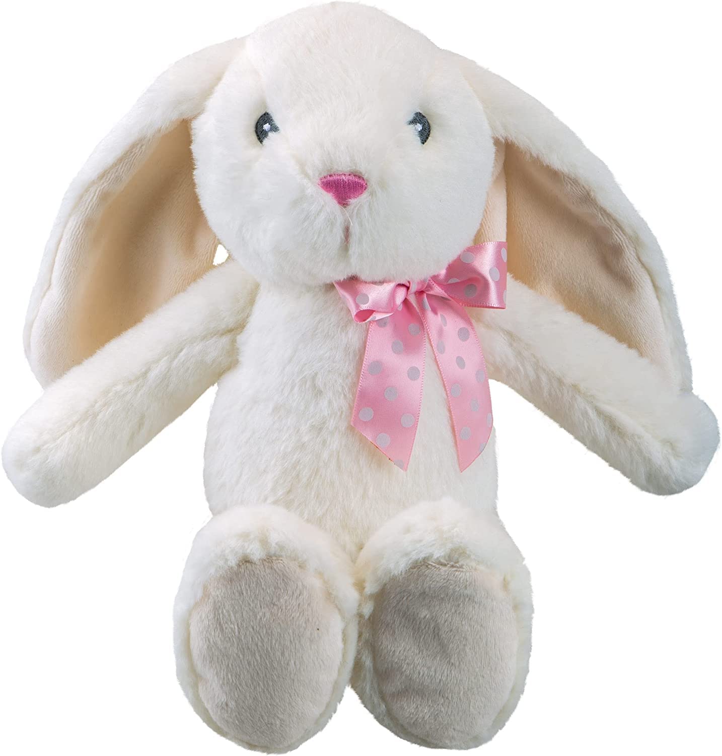 VFM e-Store Cream Rabbit Teddy 23cm - Pippin Bunny Plush Soft Toy With Pink Ribbon Bow - Cuddly Toy Sitting Bunny for New Baby Gifts