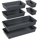 Kutesna 6 PCS Large Drawer Organizer,3 Sizes Plastic Desk Organizer Trays | Versatile Kitchen Drawer Organization and Plastic Storage Bins for Makeup, Vanity, Kitchen, Utensils, Office, Bathroom