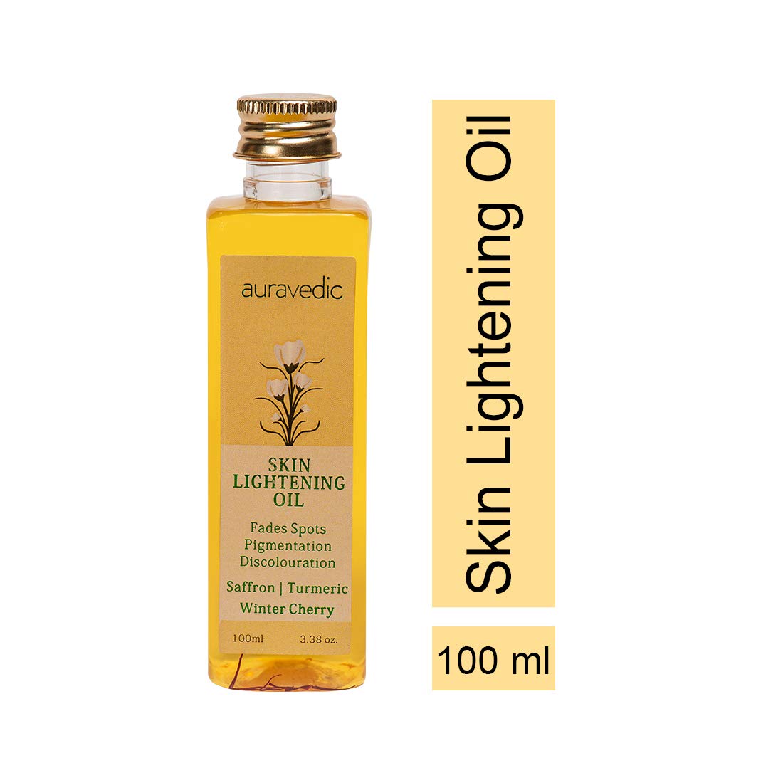 Auravedic Skin Lightening Oil, Saffron, turmeric and winter cherry 100ml