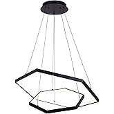 Canarm Capri 24-Inch LED Chandelier, Matte Black Finish with Integrated Dimmable LED, Adjustable Height Modern Lighting for D