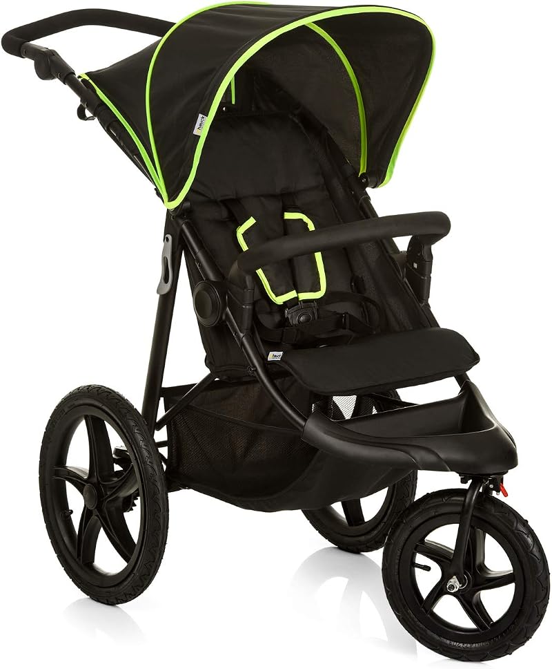 Hauck Runner Black Neon All Terrain Pushchair with Raincover and XL Wheels