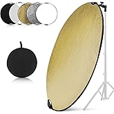 Wellmaking 43Inch/110cm Photography Light Reflector, Portable Foldable 5 in 1 Diffuser Reflectors with Bag & tilt adapter for