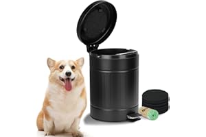 5L/1.3 Gal Dog Poop Trash Can with Lid - Stainless Steel Outdoor Pet Waste Bin, Step Pedal Soft Close Garbage Can for Backyar