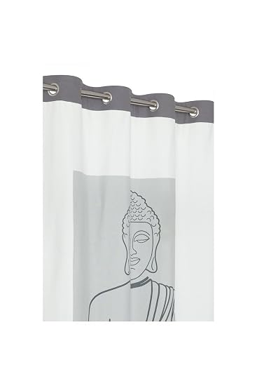 Vorhang Aus Baumwolle Mit Buddha Motiv 140 X 240 Grau Amazon De