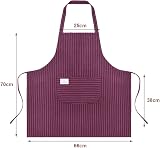 Vicloon Unisex Adjustable Bib Apron 2 Pcs with Pockets Wine Red Grey view 2