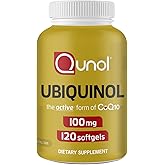 Qunol 100mg Ubiquinol, Powerful Antioxidant for Heart & Vascular Health, Essential for Energy Production, Natural Supplement Active Form of Coq10, 120 Count