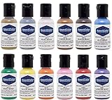 Americolor 12 Color SHEEN - PEARLESCENT Airbrush Color Kit 7.8 oz. Ounce (0.65 Oz each bottle)