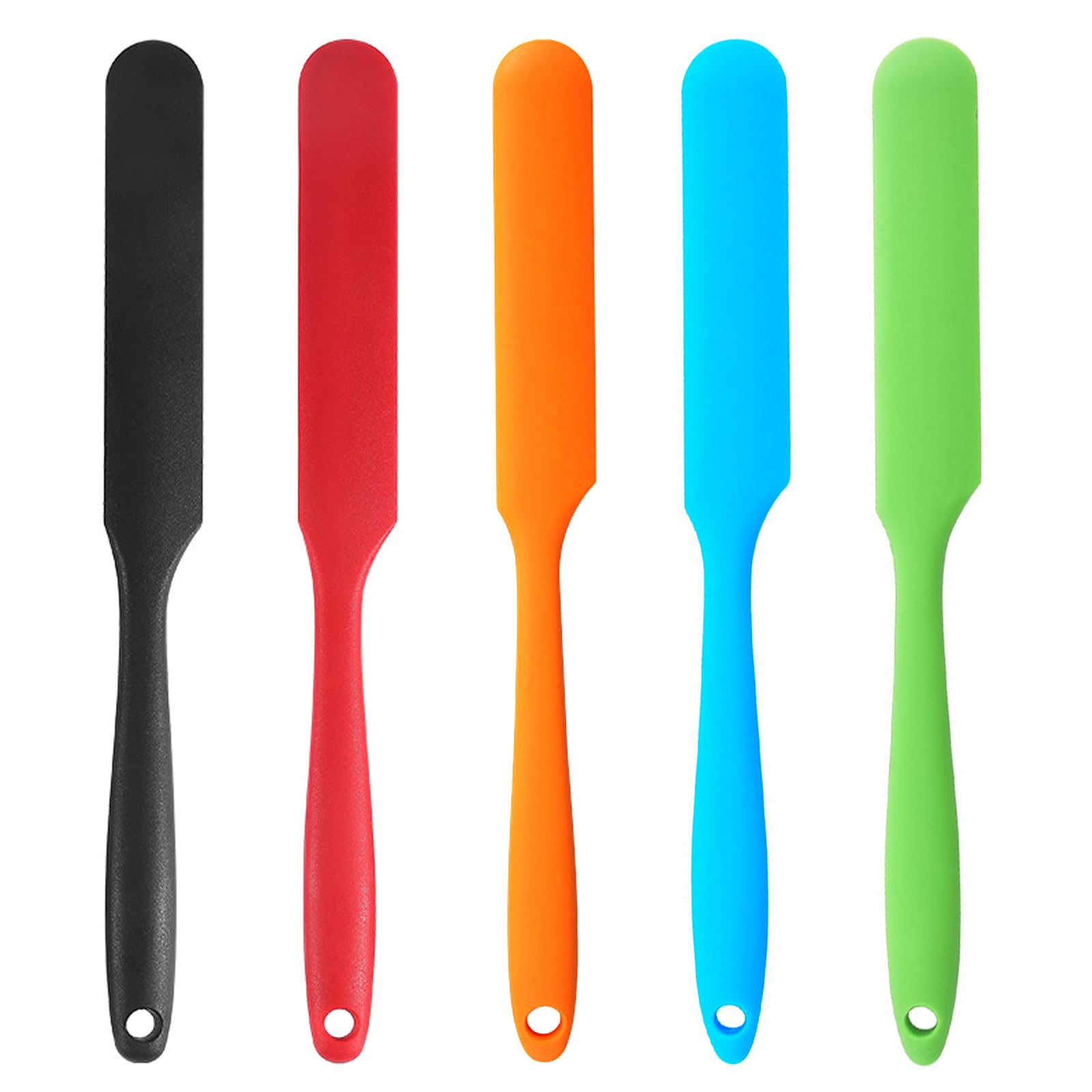 Photo 1 of ?5 Pack?Silicone Jar Spatula, Long Handle Jar Scraper Spurtle, Sourdough Spatula, Non-Stick Heat Resistant Cake Cream Spatulas Set, Small Spatulas for Kitchen Use