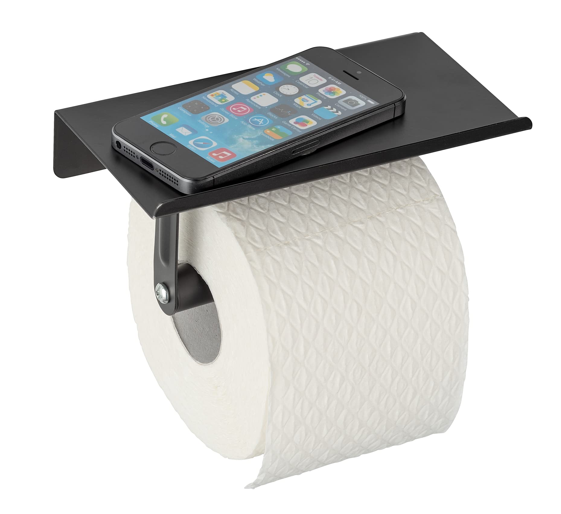 WENKO ALLSTAR Wall Toilet Roll Holder Steel Black 18 x 9.5 x 7.5 cm