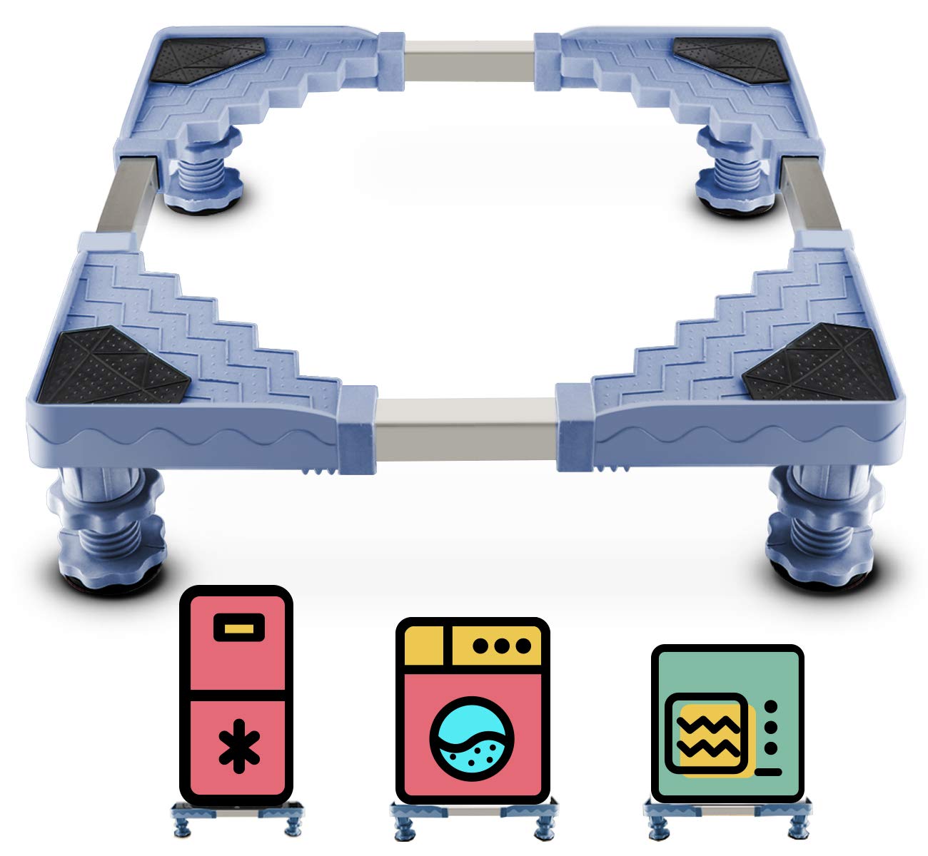 ilauke Adjustable Base for Washing Machine 50-66cm, Multi-functional Washing Machine Base for Washer, Refrigerator, Dryer