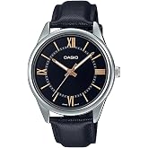 Casio MTP-V005L-1B5 Men's Standard Analog Black Leather Band Roman Black Dial Watch