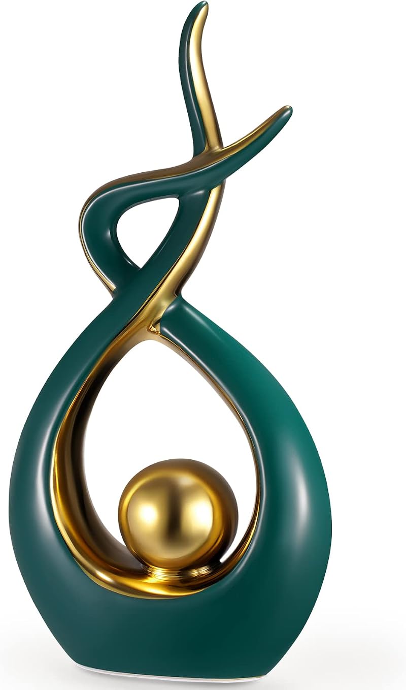 Misvayli Ceramic Abstract Art Statue Decor Green Modern Sculpture Home Table