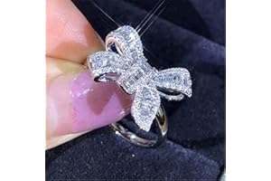Greendou Fashion Jewelry Platinum Plated Sterling Silver Cubic Zirconia Bow-Knot Engagement Wedding Ring (6)