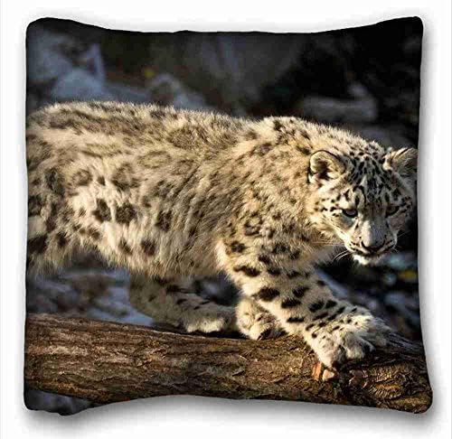 Generic Personalized ( Animal Snow Leopard ) Custom Zippered Pillow Case 16x16 inches(one sides) from Surprise you suitable for Twin-bed PC-Yellow-2903