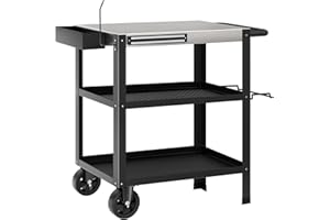 KAI-ROAD Outdoor Grill Table with Wheels, Grill Cart Outside Kitchen Stainless Steel Flattop Prep Table for Blackstone Griddle Fit 17'' or 22''
