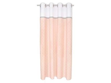 KraftKids Gardine Uniweiss weiße Halbkreise auf Pastelrosa aus 100% Baumwolle, stilvolle Vorhänge mit Ösen, Gardinen 170 cm l