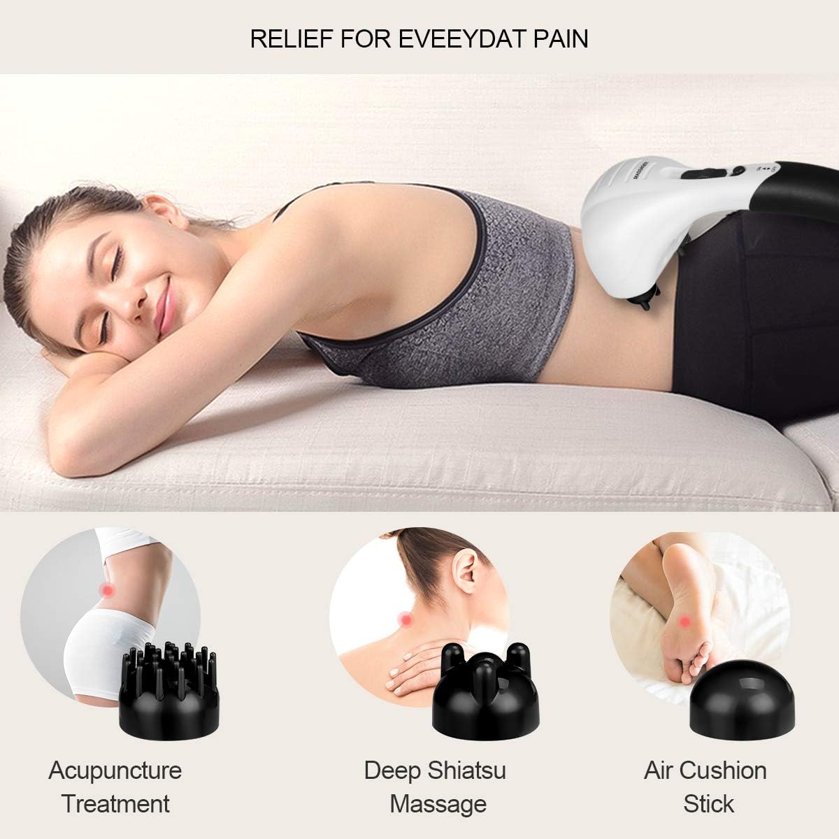 Handheld Neck Back Massager - Double Head Electric Full Body Massager - Deep Tissue Percussion Massage Hammer for Muscles, Arm, Neck, Shoulder, Back, Leg, Foot (Black): Health & Personal Care