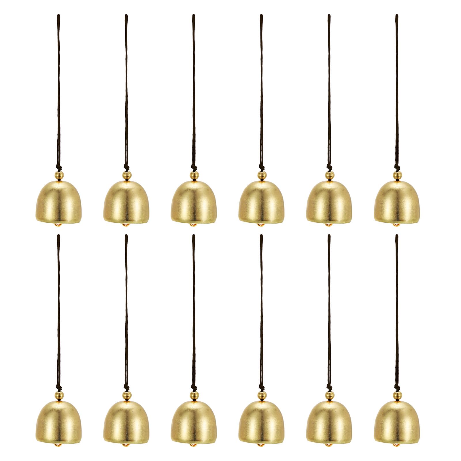 PATIKIL 12 Pcs Wind Chime, Hanging Bells Temple Bells Retro Outdoor Hanging Metal Chinese Wind Chime Round for Outside Garden Camping Decoration, Brown