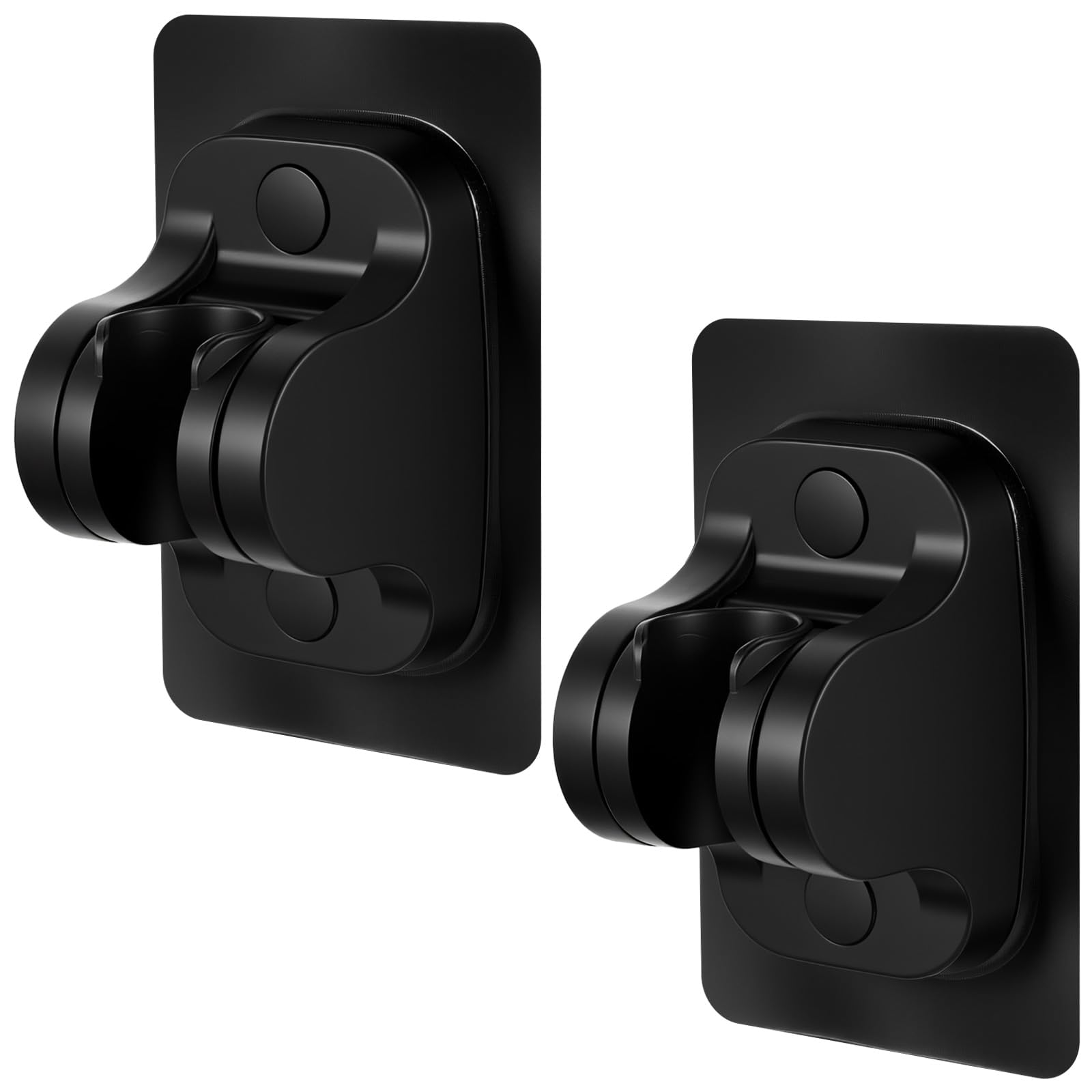 Photo 1 of 2 Pcs Adjustable Adhesive Shower Head Holder, Wall Mounted Shower Wand Holder, No Drilling Showers Handle Holders, Waterproof Matte Black Showerhead Holders for Wall