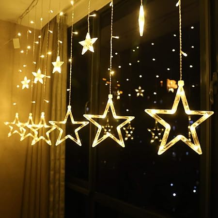 Luci Di Natale A Stella.No Brand Led Stella Stella Luci Di Natale Luci Di Vacanza Al Neon Stelle A Cinque Punte Luci Siparia Amazon It Casa E Cucina