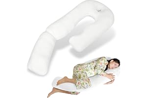 U-Shaped Full Body Pillow for Side Sleepers – 51-Inch Body Pillow with Ear Piercing Design – Cooling Pregnancy Pillow Orthope