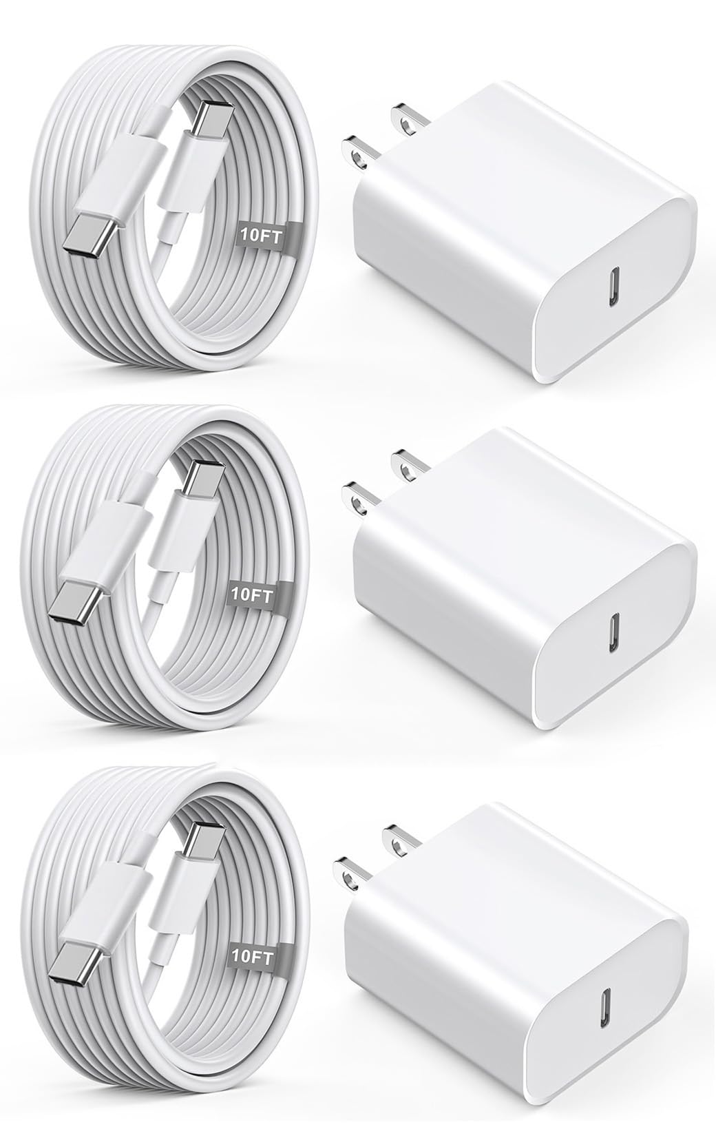 Photo 1 of [MFi Certified] iPhone 16 15 Charger Fast Charging,3Pack 20W Type C Fast Wall Charger Block with 10FT Long USB C to C Cord for iPhone16/16Pro/ 15/15 Pro/15 Pro Max/iPad Pro 12.9/11 inch,iPad Air 5