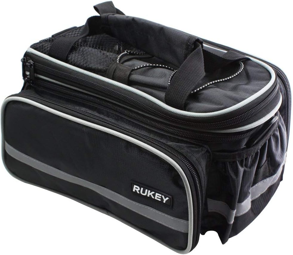 Bike Rear Seat Waterproof bag Multi Function Excursion Bicycle Cycling Bag Carrying Luggage Package Panniers with Rainproof Cover RUKEY