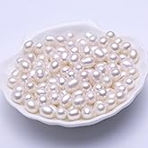 50 Pcs 8-9mm No-Holes Fresh Water Pearls Beads AAA for Jewelry Making Real Freshwater Cultured Pearls Oval Pearl Beads Jewelry Production, Handicraft Production, for Manza