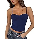 TiulZial Going Out Tops for Women - Sexy Crop Tank Top Double Lined Spaghetti Strap Trendy