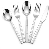 Lesbin 60-Piece Silverware Set for 12, Stainless Steel Flatware Set | Mirror Polished Silver, Includes Forks, Spoons, Knives, Dishwasher Safe, for Home, Kitchen and Dining